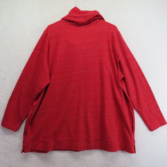 J Jill Sweater Womens Size 3X Heathered Red Cowl Neck Tunic Pockets Long Sleeves - Picture 3 of 9